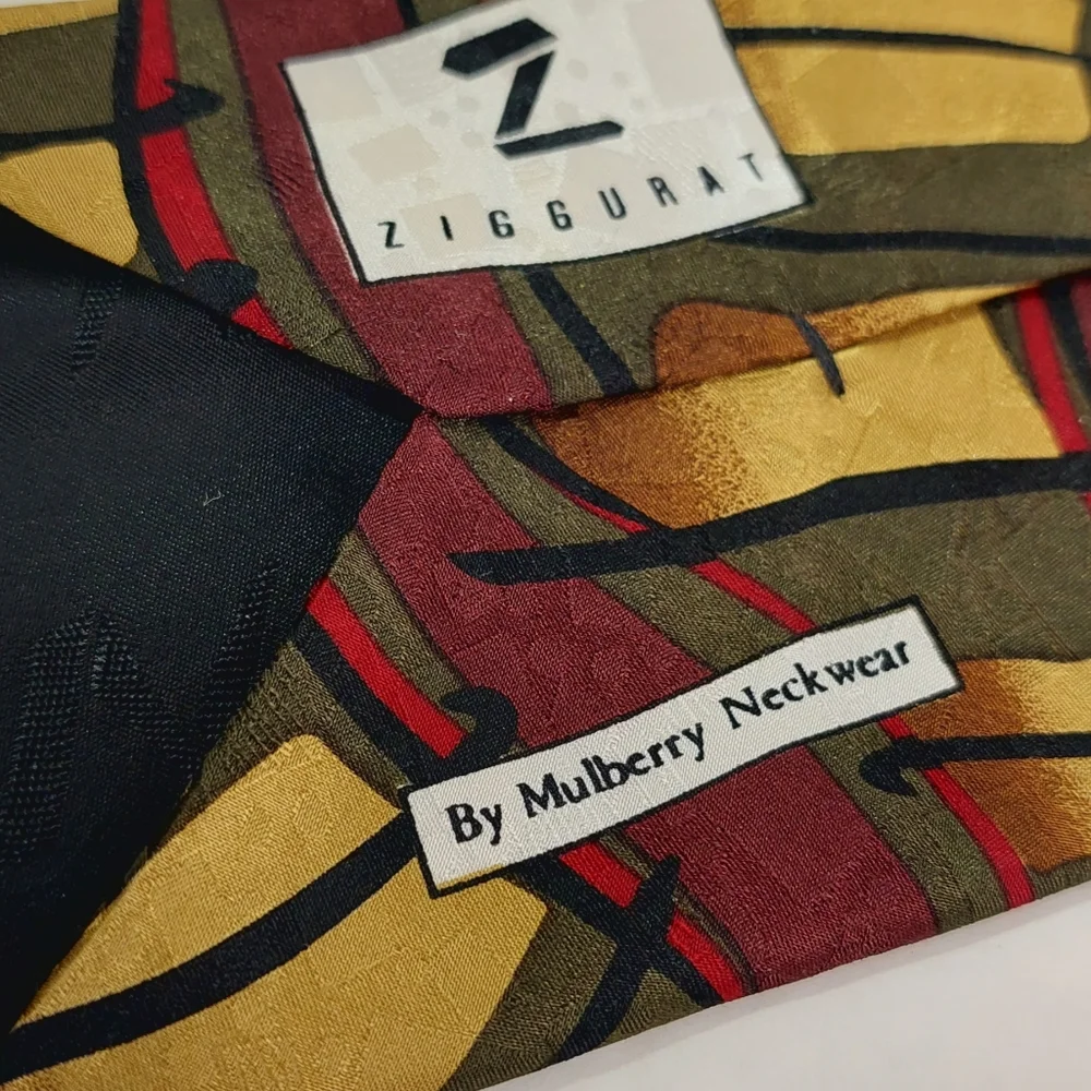 Zigguart By Mulberry Men's Tie Neckwear Made In USA 100% Silk